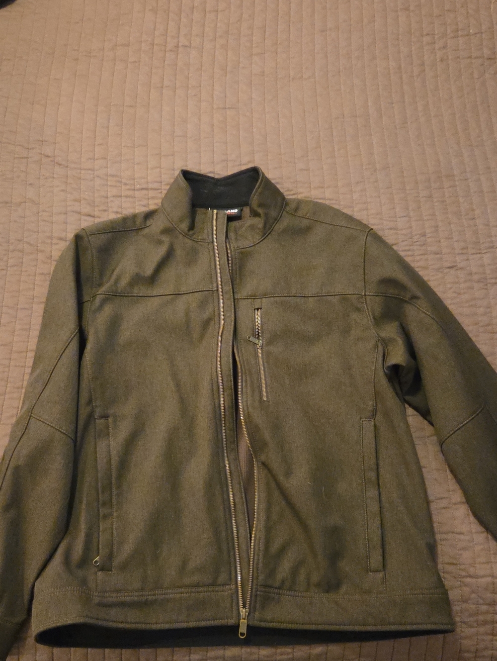 Kirkland Signature Olive Green Lightweight Zip-Up Shirt Jacket